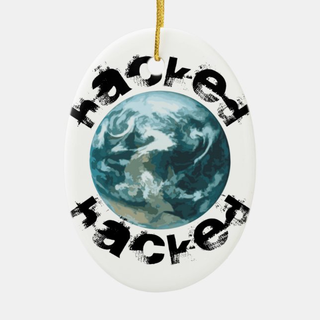 Hacked Planet Earth Ceramic Ornament (Front)