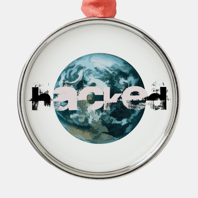 Hacked Planet Earth Metal Ornament (Front)