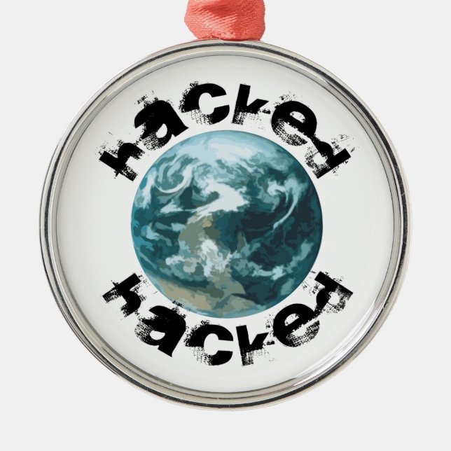 Hacked Planet Earth Metal Ornament (Front)