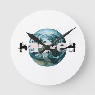 Hacked Planet Earth Round Clock