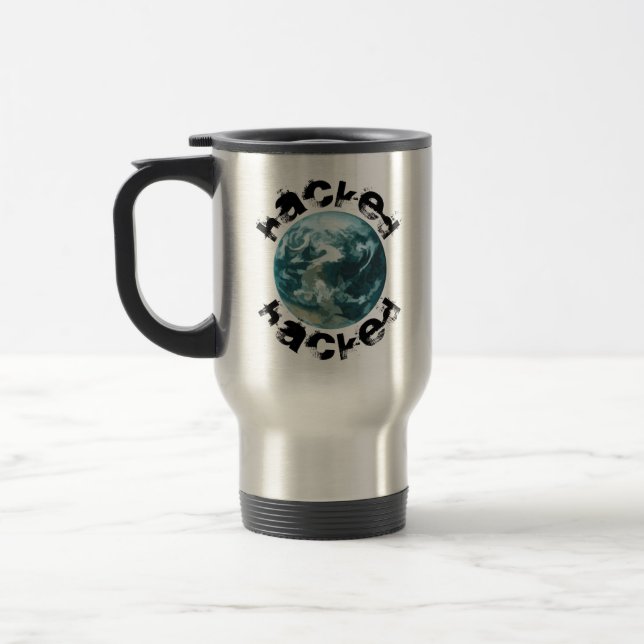 Hacked Planet Earth Travel Mug (Left)