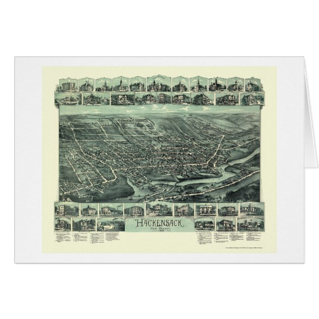 Hackensack, carte panoramique de NJ - 1896 (Devant horizontal)