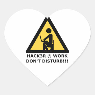Hacker at work heart sticker