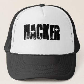 Hacker ( Black Print/White cap) Trucker Hat