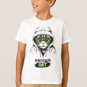 Hacker Cat Cyberpunk Tech Kitty Boys' T-Shirt