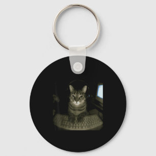 Hacker Cat Meme Funny Computer Cat Kitten Gamer Ca Keychain