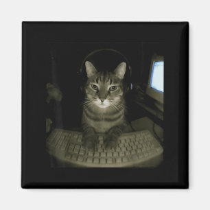 Hacker Cat Meme Funny Computer Cat Kitten Gamer Ca Magnet