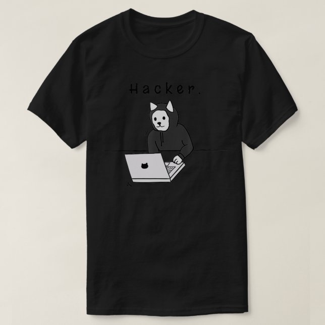 Hacker Cat Security Engineer Gift  T-Shirt (Design Front)
