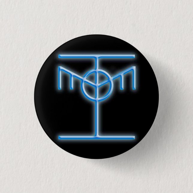 Hacker Ethic Icon Blue Glow Button (Front)