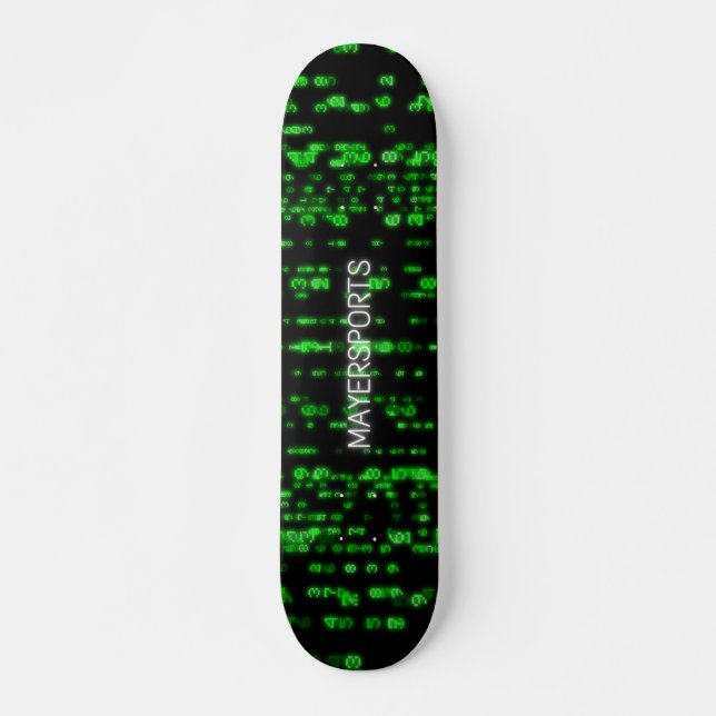 Hacker green number design skateboard (Front)