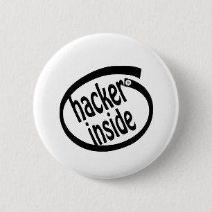 Hacker inside 2 inch round button