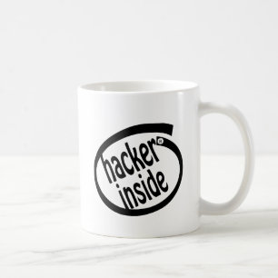 Hacker inside coffee mug