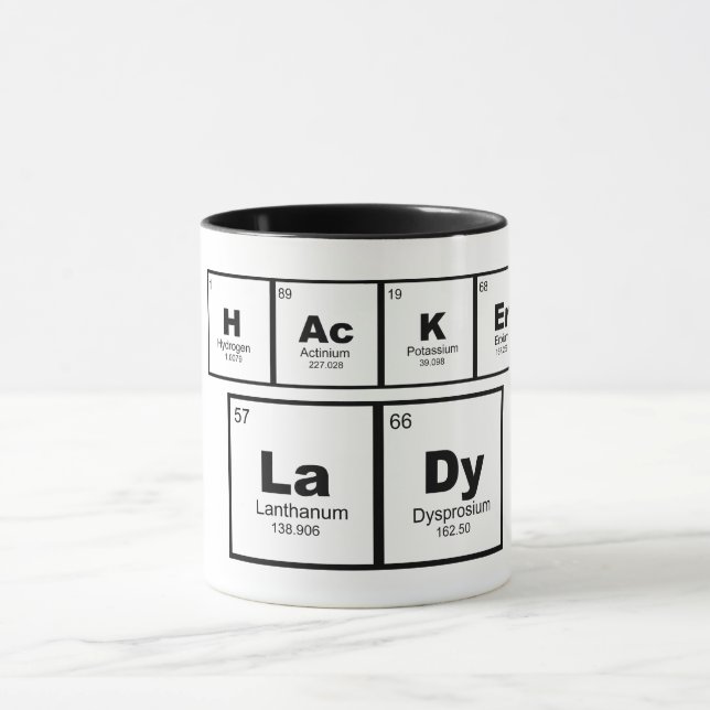 "Hacker Lady"  Table of Elements STEM Coffee Mug (Center)