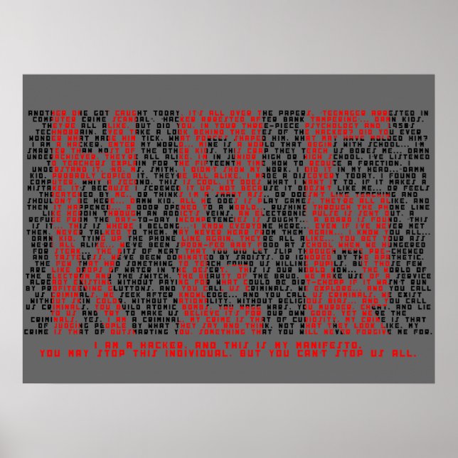 Hacker Manifesto Typography Art Poster (Front)