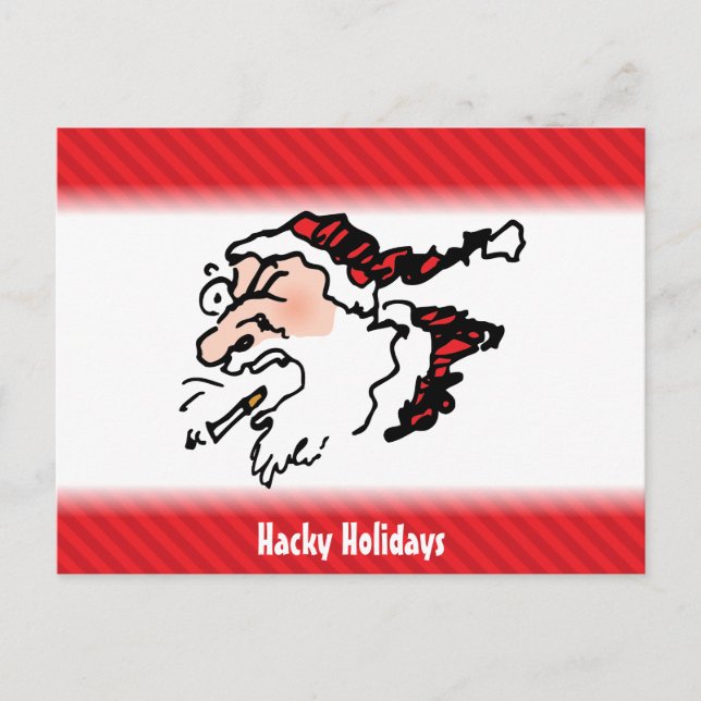 Hackin Santa Funny Cartoon Holiday Postcard (Front)