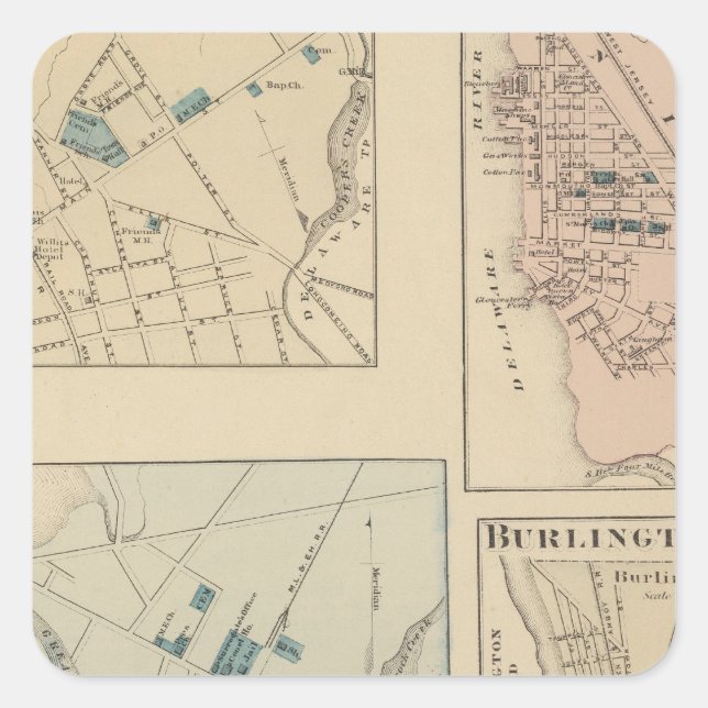 Haddonfield, Gloucester City, Burlington Square Sticker (Front)