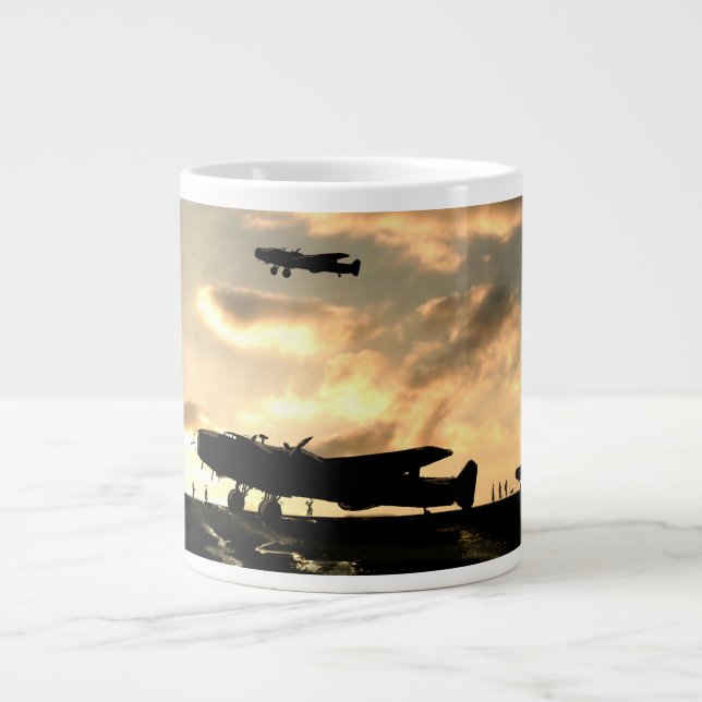 Hadley Page Halifax Bomber Safely Home. Large Coffee Mug (Front)