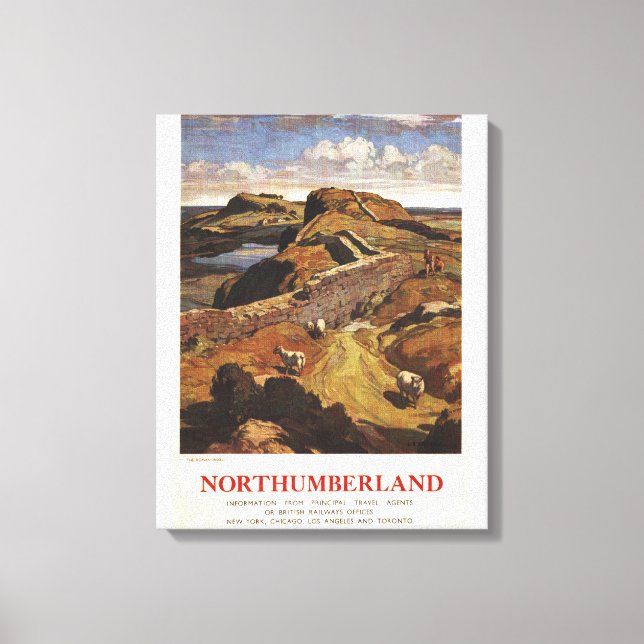 Hadrian's Wall and Sheep British Rail Poster Canvas Print (Front)