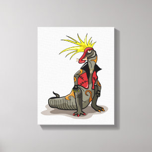 Hadrosaurus Dinosaur Dressed As A Punk. Canvas Print