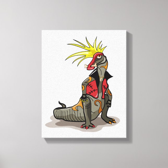 Hadrosaurus Dinosaur Dressed As A Punk. Canvas Print (Front)