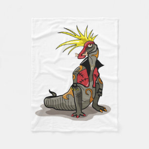 Hadrosaurus Dinosaur Dressed As A Punk. Fleece Blanket