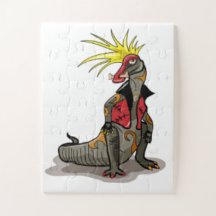 Hadrosaurus Dinosaur Dressed As A Punk. Jigsaw Puzzle
