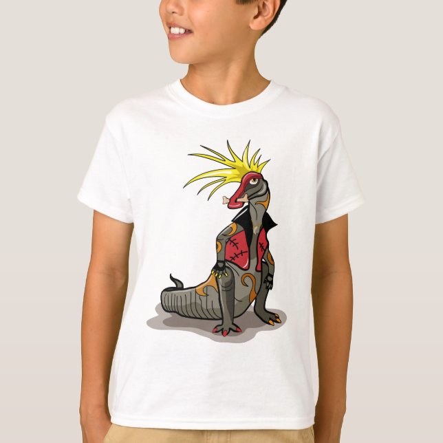 Hadrosaurus Dinosaur Dressed As A Punk. T-Shirt (Front)