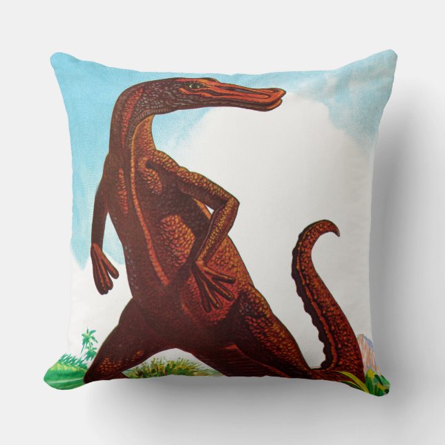 Hadrosaurus Dinosaur Throw Pillow (Front)
