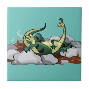 Hadrosaurus Relaxing In A Jacuzzi. Tile