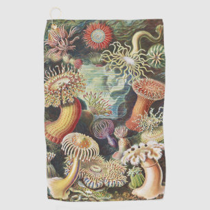 Haeckel Sea Anemones Nautical Sea Life Art Collage Golf Towel