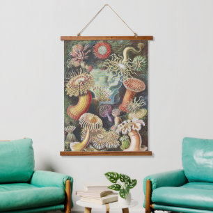 Haeckel Sea Anemones Nautical Sea Life Art Collage Hanging Tapestry