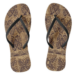 Haena Beach Hawaiian Primitive Tapa Flip Flops