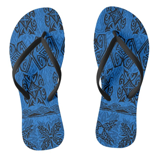 Haena Beach Hawaiian Primitive Tapa Flip Flops (Footbed)