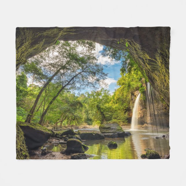 Haew Suwat Waterfall Fleece Blanket (Front (Horizontal))