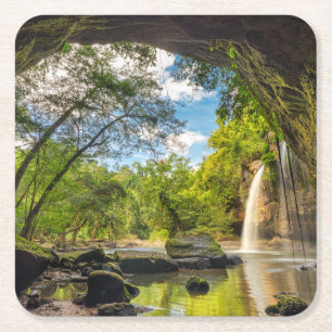 Haew Suwat Waterfall Square Paper Coaster
