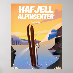 hafjell alpinsenter Norvège belle affiche de ski.