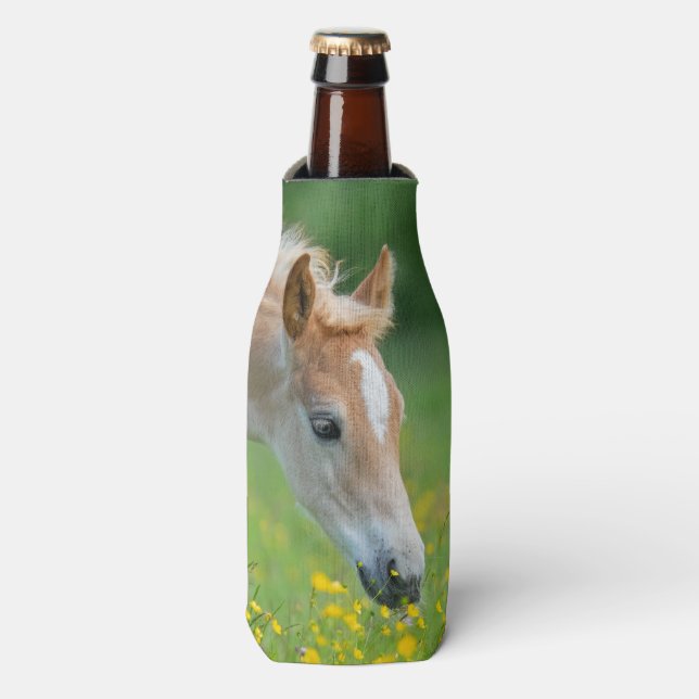 Haflinger Horse Cute Foal Flowers, Bottle-Jacket (Bottle Front)