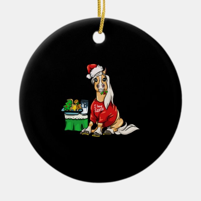 Haflinger Horse Horses Christmas I Love Santa Gift Ceramic Ornament (Front)