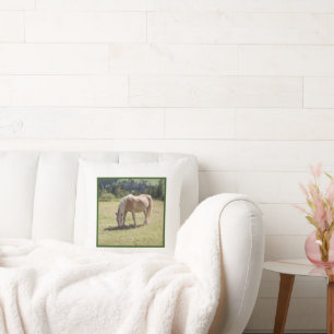 Haflinger Palomino Pony in Summer Pasture Photo Throw Pillow