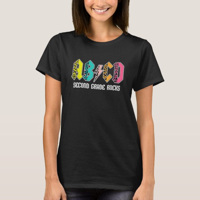 Haft Leopard Abcd Second Grade Teacher Back To Sch T-Shirt (Front)