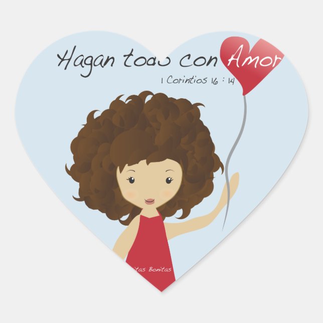 Hagan todo con amor heart sticker (Front)