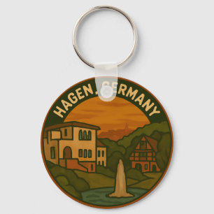 Hagen Germany Cityscape Art Keychain