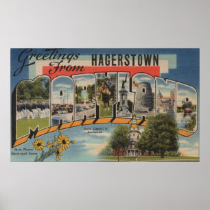 Hagerstown, Maryland - Large Letter Scenes Poster