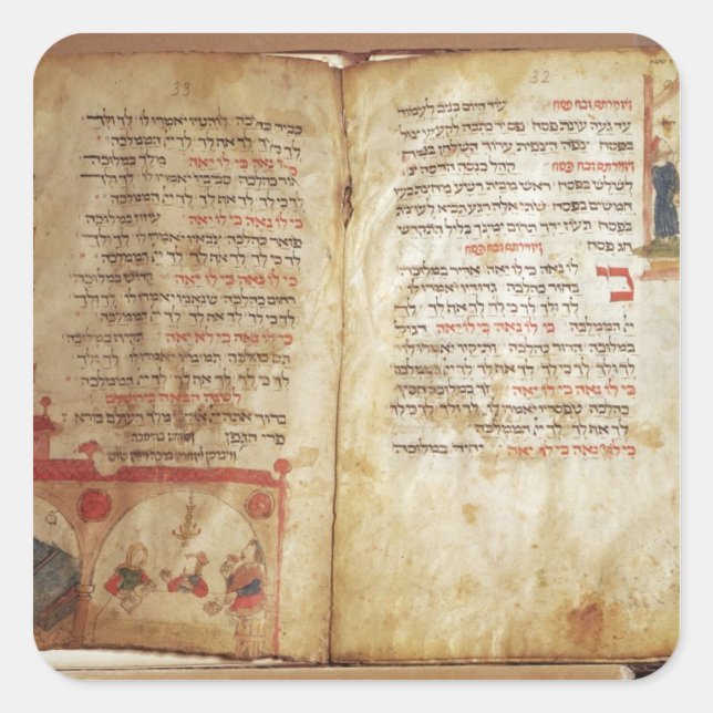 Haggadah for the Eve of Passover Square Sticker (Front)