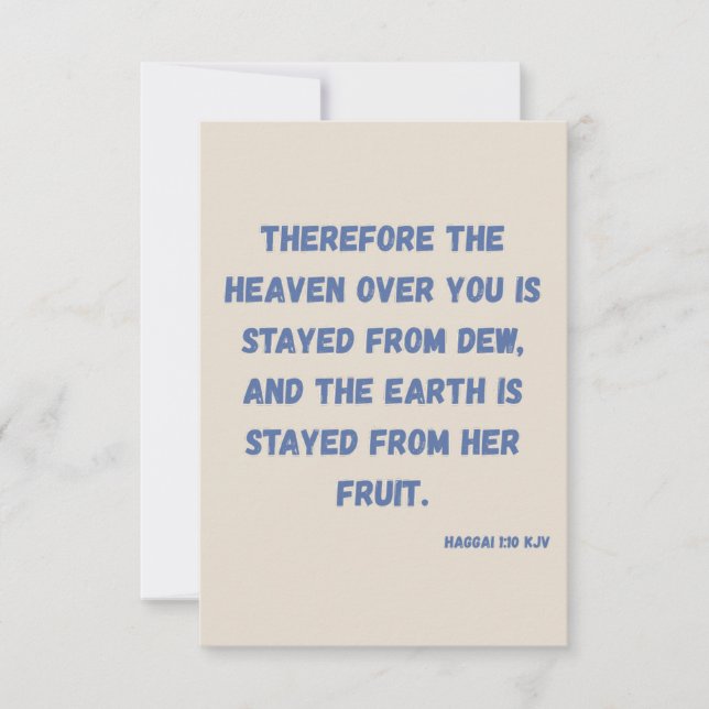 Haggai 1:10 KJV Bible Verse Christian Devotion Card (Front)