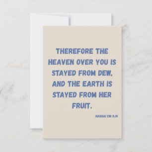 Haggai 1:10 KJV Bible Verse Christian Devotion Card