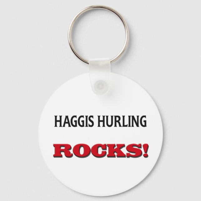 Haggis Hurling Rocks Keychain (Front)