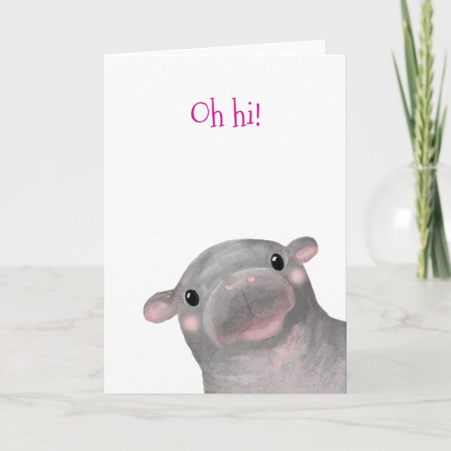 Haggis la carte de bébé hippo "Oh salut !" (Devant)