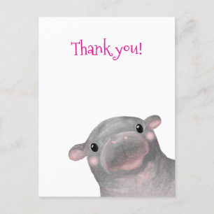 Haggis the cute baby hippo thank you postcard