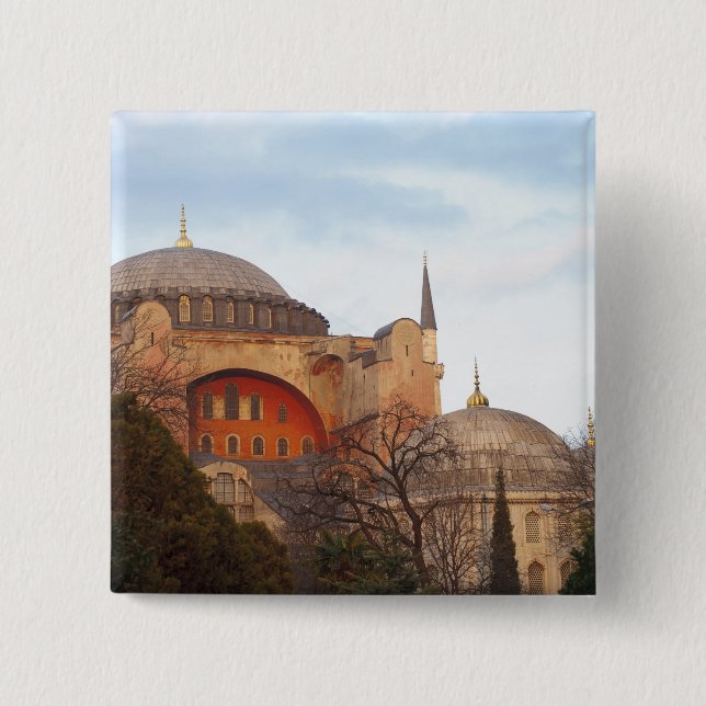 Hagia Sophia inaugurated by the Byzantine 2 Inch Square Button (Front)